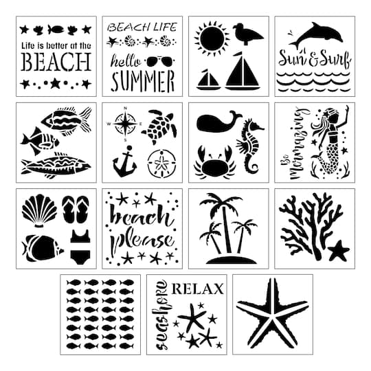 6 Pack: Seaside Stencils by Craft Smart&#xAE;, 12&#x22; x 12&#x22;